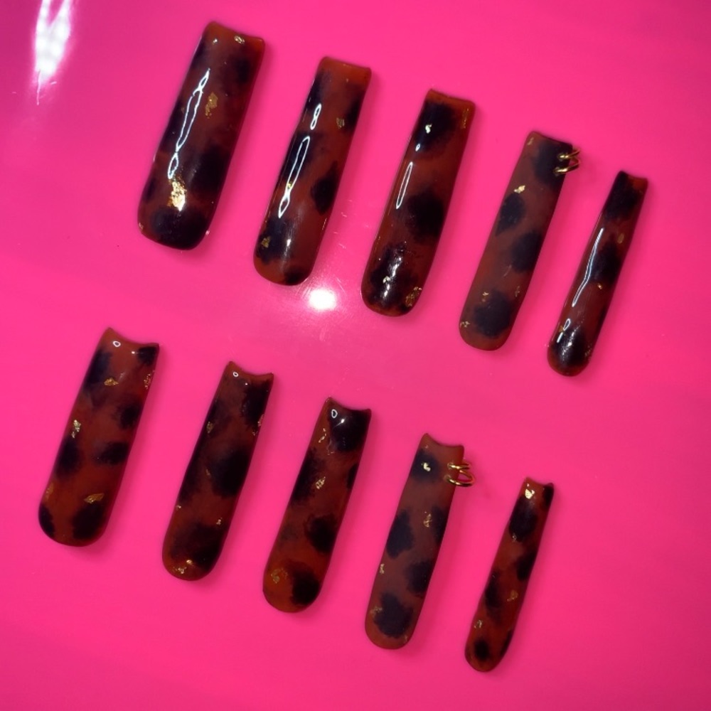 XXL Square Tortoise Shell Press On Nails